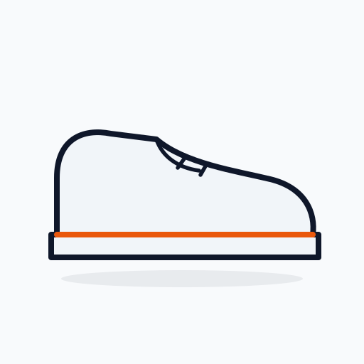 Wide zero-drop trainer, side view