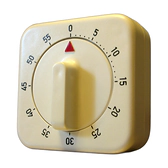 Square twist-dial kitchen timer with a 0-55 minute dial on white